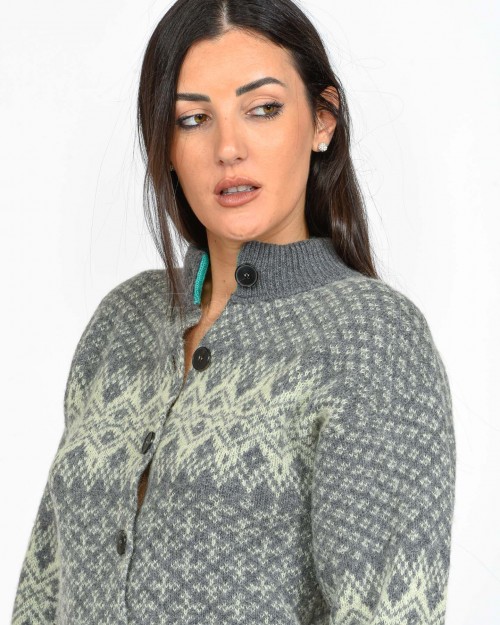 Solo Tre Cardigan Norvegese Ferro  M3S0118 SV 463