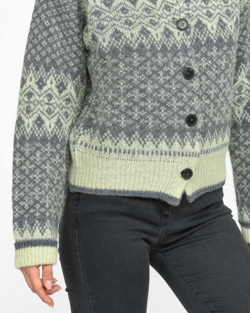 Solo Tre Cardigan Norvegese Ferro  M3S0118 SV 463