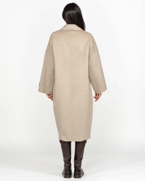 Solo Tre Cappotto Doppio Petto Beige Misto Lana e Cachemire  M1S0072 SU12S