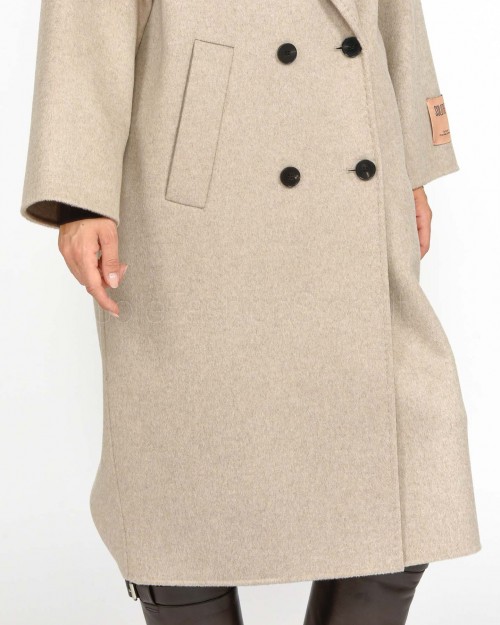 Solo Tre Cappotto Doppio Petto Beige Misto Lana e Cachemire  M1S0072 SU12S