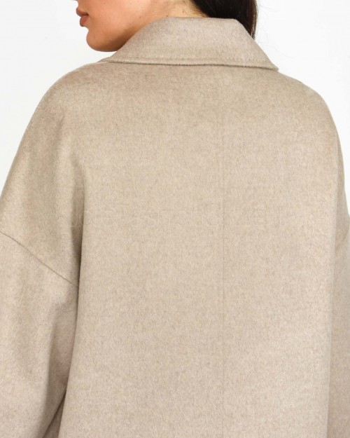 Solo Tre Cappotto Doppio Petto Beige Misto Lana e Cachemire  M1S0072 SU12S