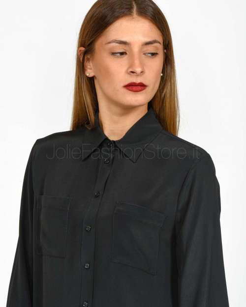 Pinko Black Silk Blend Shirt with Pockets  100124 A1O8 Z99