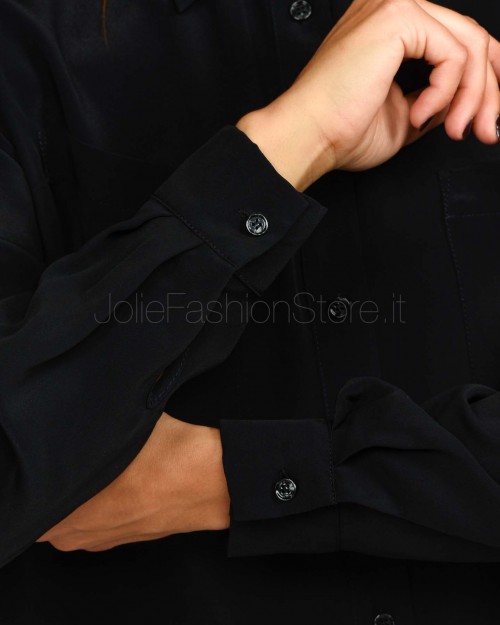 Pinko Black Silk Blend Shirt with Pockets  100124 A1O8 Z99