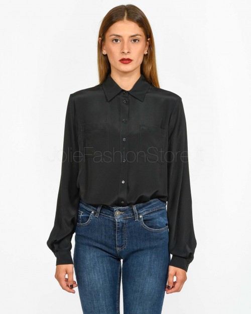 Pinko Black Silk Blend Shirt with Pockets  100124 A1O8 Z99