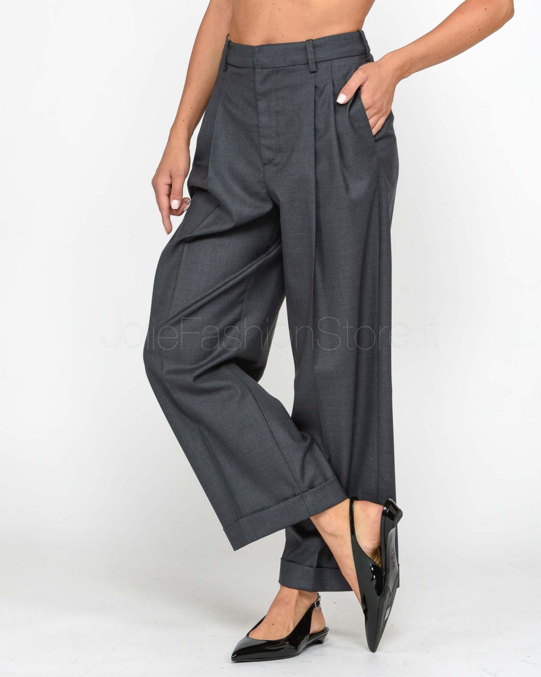 Elisabetta Franchi Pantalone Steel Melange  PA01247E2 CL3