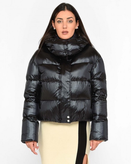 Patrizia Pepe Black Puffy Bomber Down Jacket  2O0050 A9M0 K103