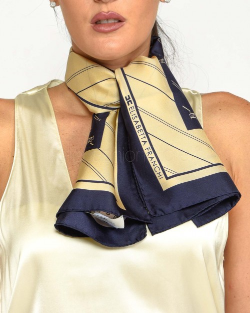 Elisabetta Franchi Foulard Navy Crema  FO01L46E2 CL4