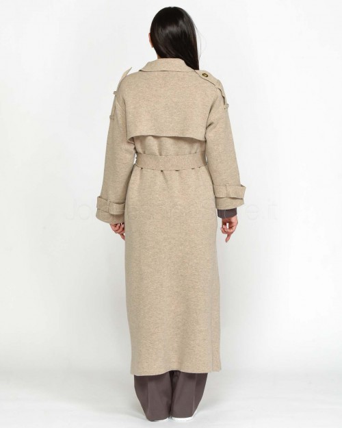 Not Shy Trench Lungo in Lana Beige  4503062 TERRE FUME