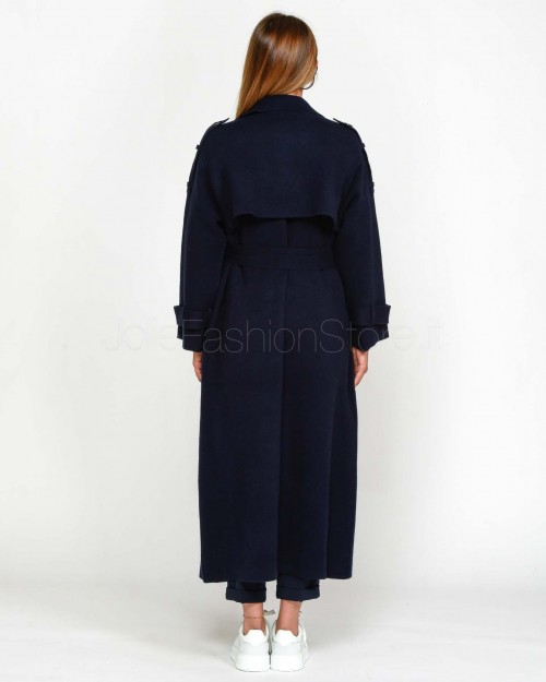 Not Shy Trench Lungo in Lana Blu  4503062 MARINE