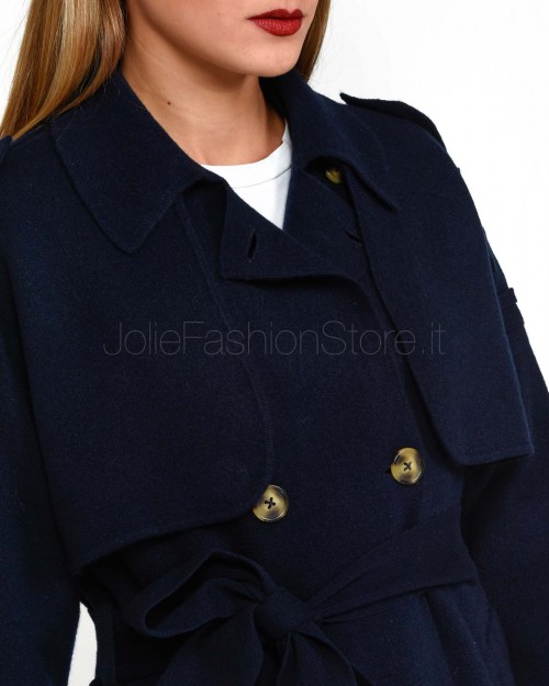 Not Shy Trench Lungo in Lana Blu  4503062 MARINE