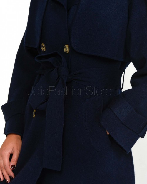 Not Shy Trench Lungo in Lana Blu  4503062 MARINE