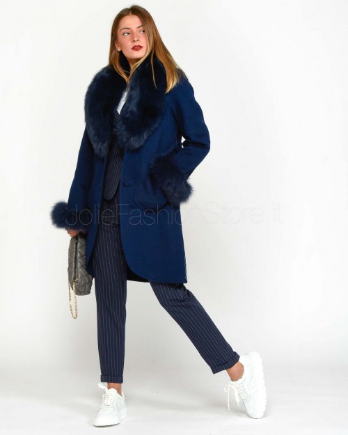 Regina Gold Cappotto Blu Navy con Pelliccia  42020 BLU NAVY