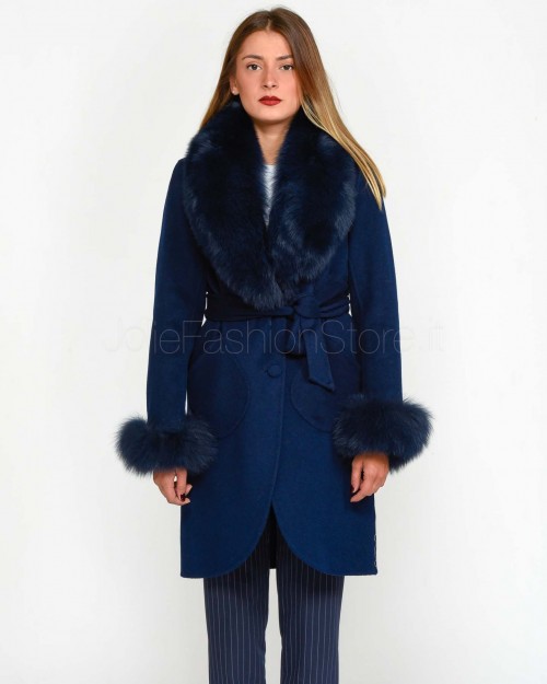 Regina Gold Cappotto Blu Navy con Pelliccia  42020 BLU NAVY