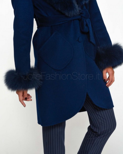 Regina Gold Cappotto Blu Navy con Pelliccia  42020 BLU NAVY