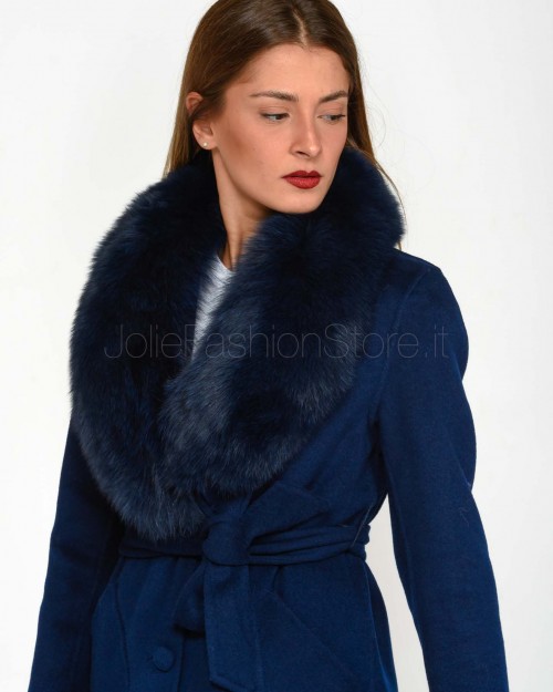 Regina Gold Cappotto Blu Navy con Pelliccia  42020 BLU NAVY