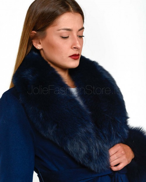 Regina Gold Cappotto Blu Navy con Pelliccia  42020 BLU NAVY