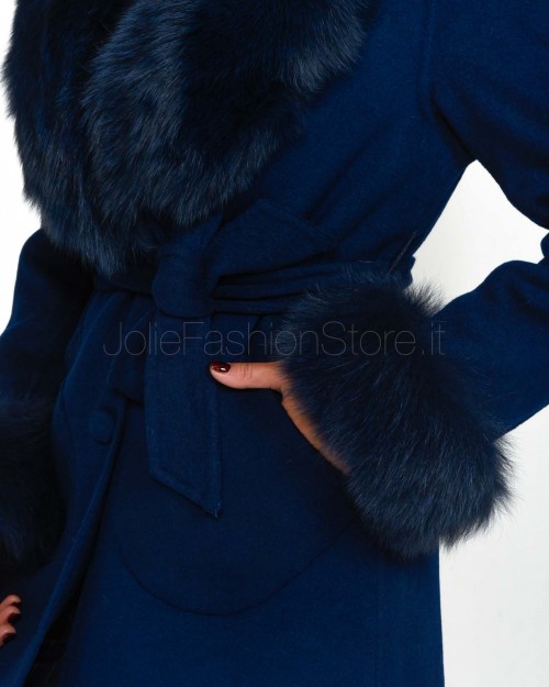 Regina Gold Cappotto Blu Navy con Pelliccia  42020 BLU NAVY