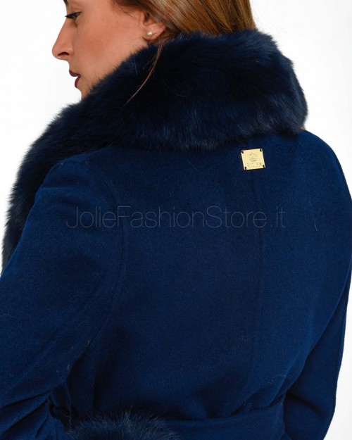 Regina Gold Cappotto Blu Navy con Pelliccia  42020 BLU NAVY