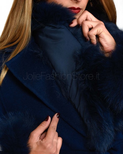 Regina Gold Cappotto Blu Navy con Pelliccia  42020 BLU NAVY