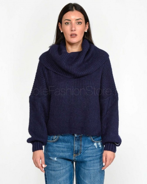 Pinko SPHYNX BLUE MOHA MIXED RIBBED SWEATER-MAIN JACKET  104493 A282 F92