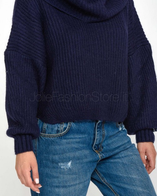 Pinko SPHYNX BLUE MOHA MIXED RIBBED SWEATER-MAIN JACKET  104493 A282 F92