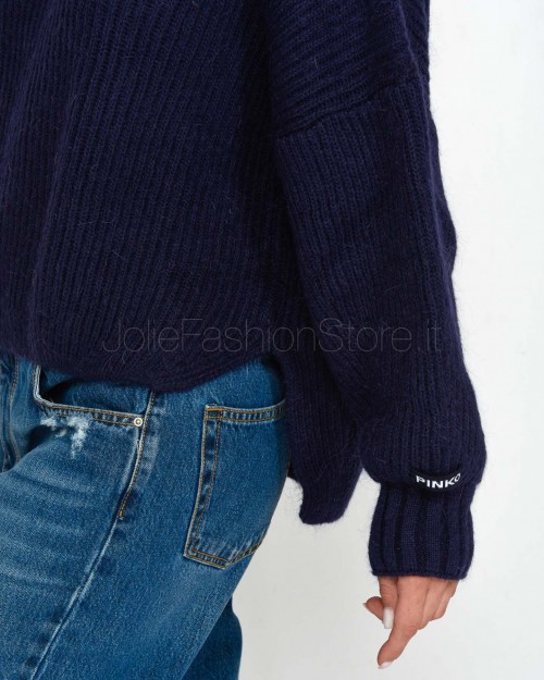 Pinko SPHYNX BLUE MOHA MIXED RIBBED SWEATER-MAIN JACKET  104493 A282 F92