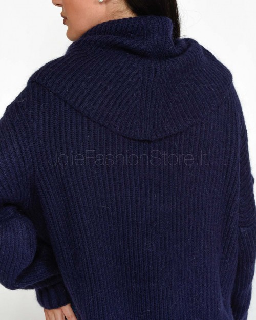 Pinko SPHYNX BLUE MOHA MIXED RIBBED SWEATER-MAIN JACKET  104493 A282 F92