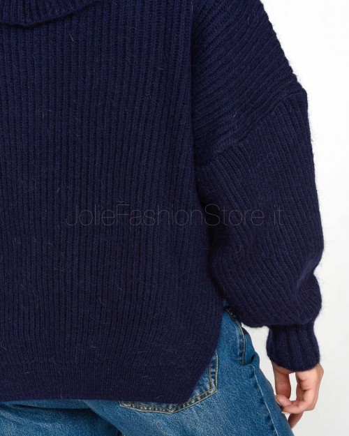 Pinko SPHYNX BLUE MOHA MIXED RIBBED SWEATER-MAIN JACKET  104493 A282 F92