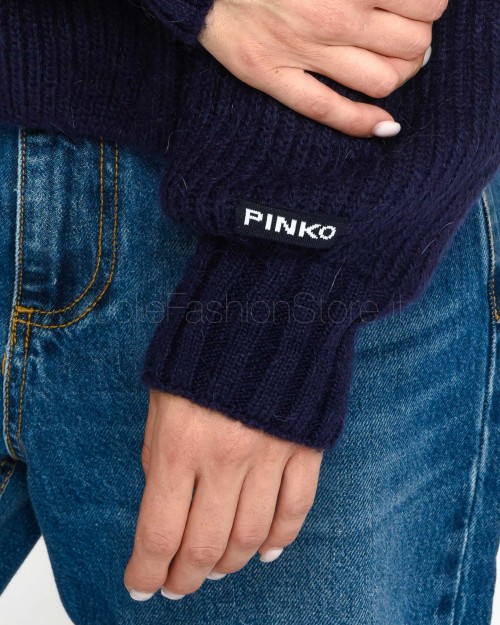 Pinko SPHYNX BLUE MOHA MIXED RIBBED SWEATER-MAIN JACKET  104493 A282 F92