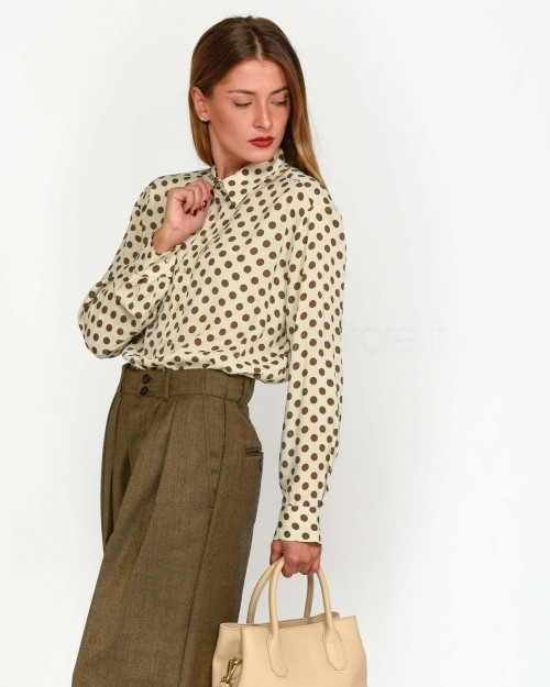 Pinko SABA POLO CREPE ST.POIS BEIGE/BROWN