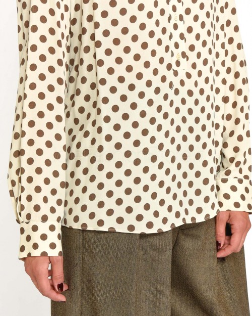 Pinko Camicia a Polo a Pois Beige e Marrone  104319 A275 CL1