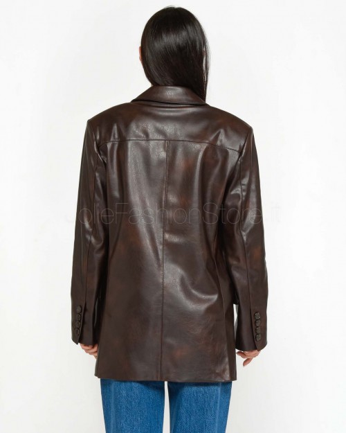 Pinko NOVENTA IMITATION LEATHER JACKET ACCO BROWN-COFFEE BEAN  104439 A27M M11