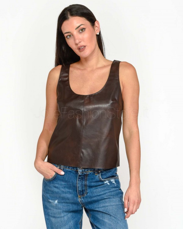 Pinko CAPUANA TOP LEATHER MATERIAL BROWN/LEATHER  104445 A286 LL1