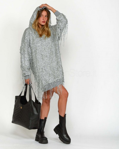 Elisabetta Franchi Full Sequin Dress Silver