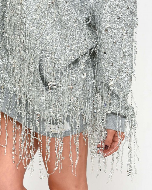 Elisabetta Franchi Full Sequin Dress Silver  AR56J47E2 CZ6