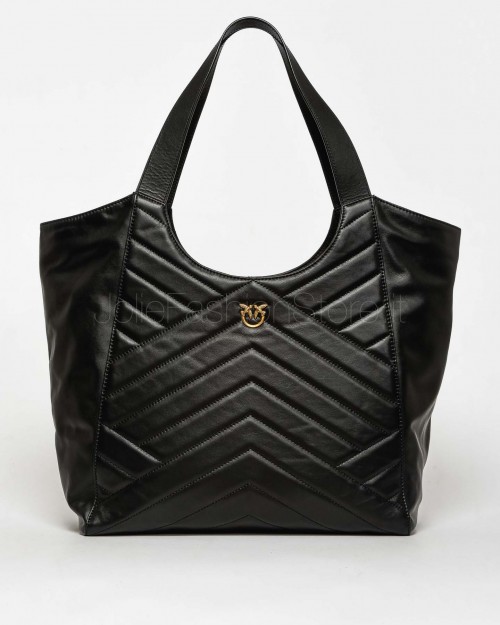 Pinko TOTE BAG PUZZLE BLACK CALF LEATHER-ANTIQUE GOLD  104536 A29Y Z99Q