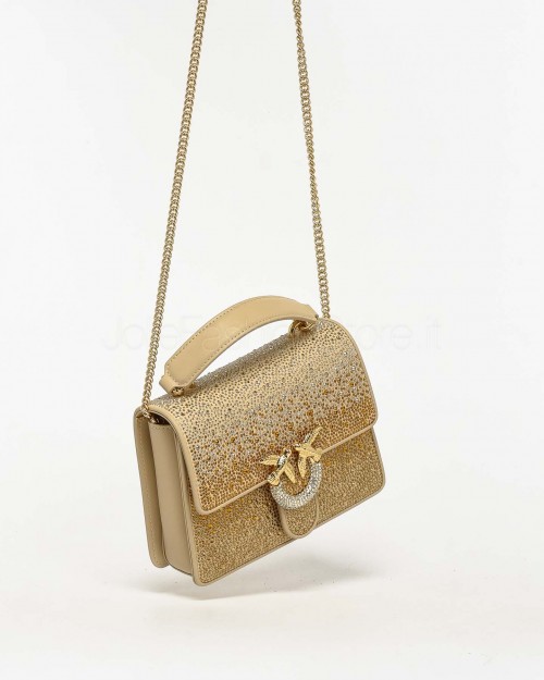 Pinko Mini Love Bag One Top Handle Oro Shiny Gold  100071 A21A ZZLU