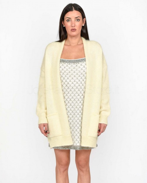 Pinko Cardigan in Mohair e Cachemire Bianco  104474 A28L Z13