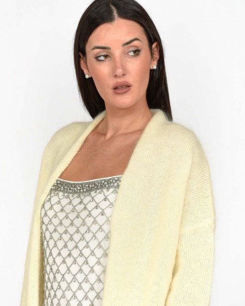 Pinko CORNISH REX CARDIGAN MOHAIR VA WHITE MERINGUE  104474 A28L Z13