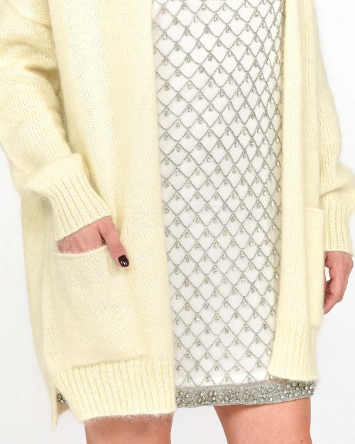 Pinko Cardigan in Mohair e Cachemire Bianco  104474 A28L Z13