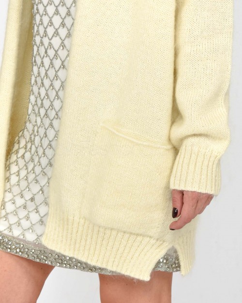 Pinko Cardigan in Mohair e Cachemire Bianco  104474 A28L Z13