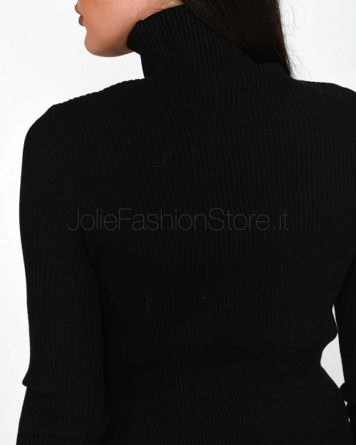 Swanne Black Ribbed Neck Sweater  MEV-M004 001