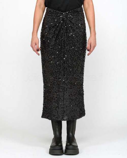 Solo Tre Black Sequin Midi Skirt  M1S0137 A 99