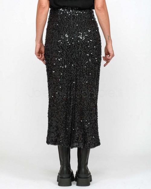 Solo Tre Black Sequin Midi Skirt  M1S0137 A 99