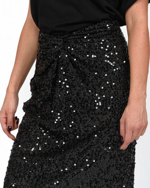 Solo Tre Black Sequin Midi Skirt  M1S0137 A 99