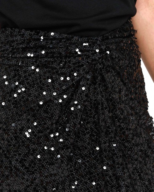 Solo Tre Black Sequin Midi Skirt  M1S0137 A 99