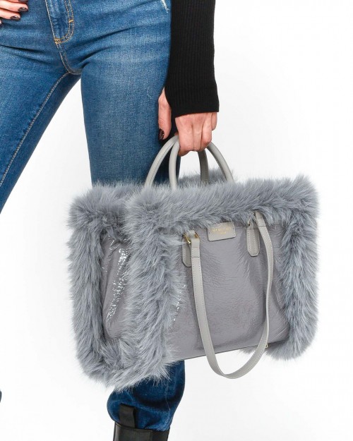 My Best Bag Borsa a Mano Midi Atena Fur Reversibile Stone