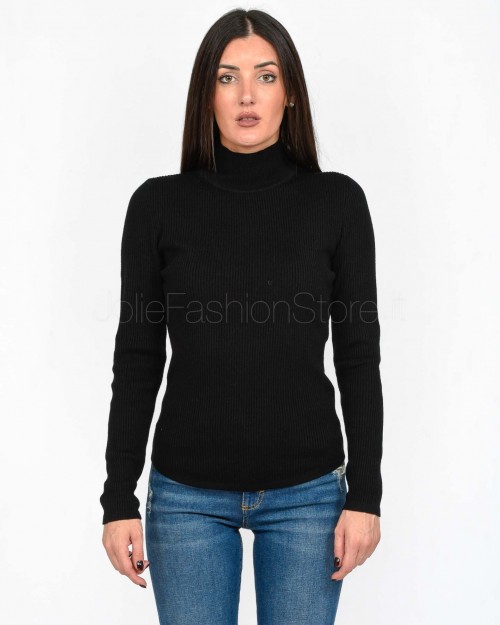 Not Shy Maglia a Costine Collo Alto Nero  4503106 NOIR