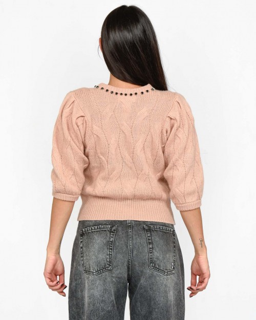 Solo Tre Cardigan Nude con Applicazioni  M3S0021 SU 30S