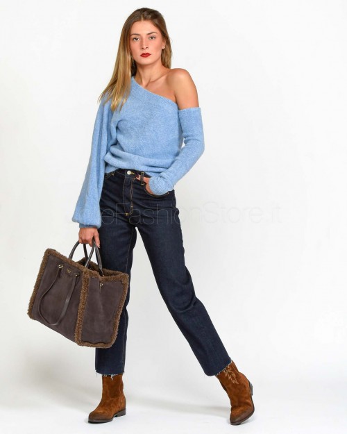 Swanne ONE SHOULDER SWEATER BLUE  MEV-M005 062